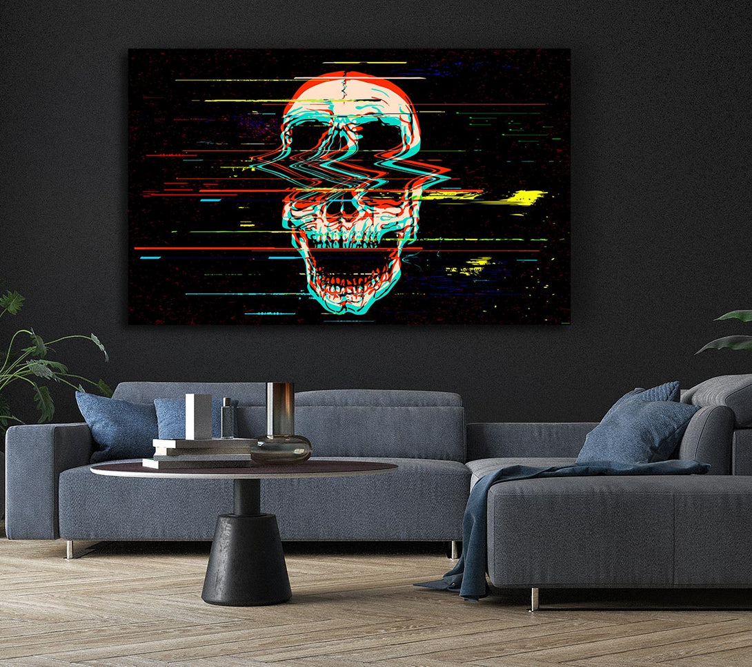 Picture of Waves Through A Skull Canvas Print Wall Art