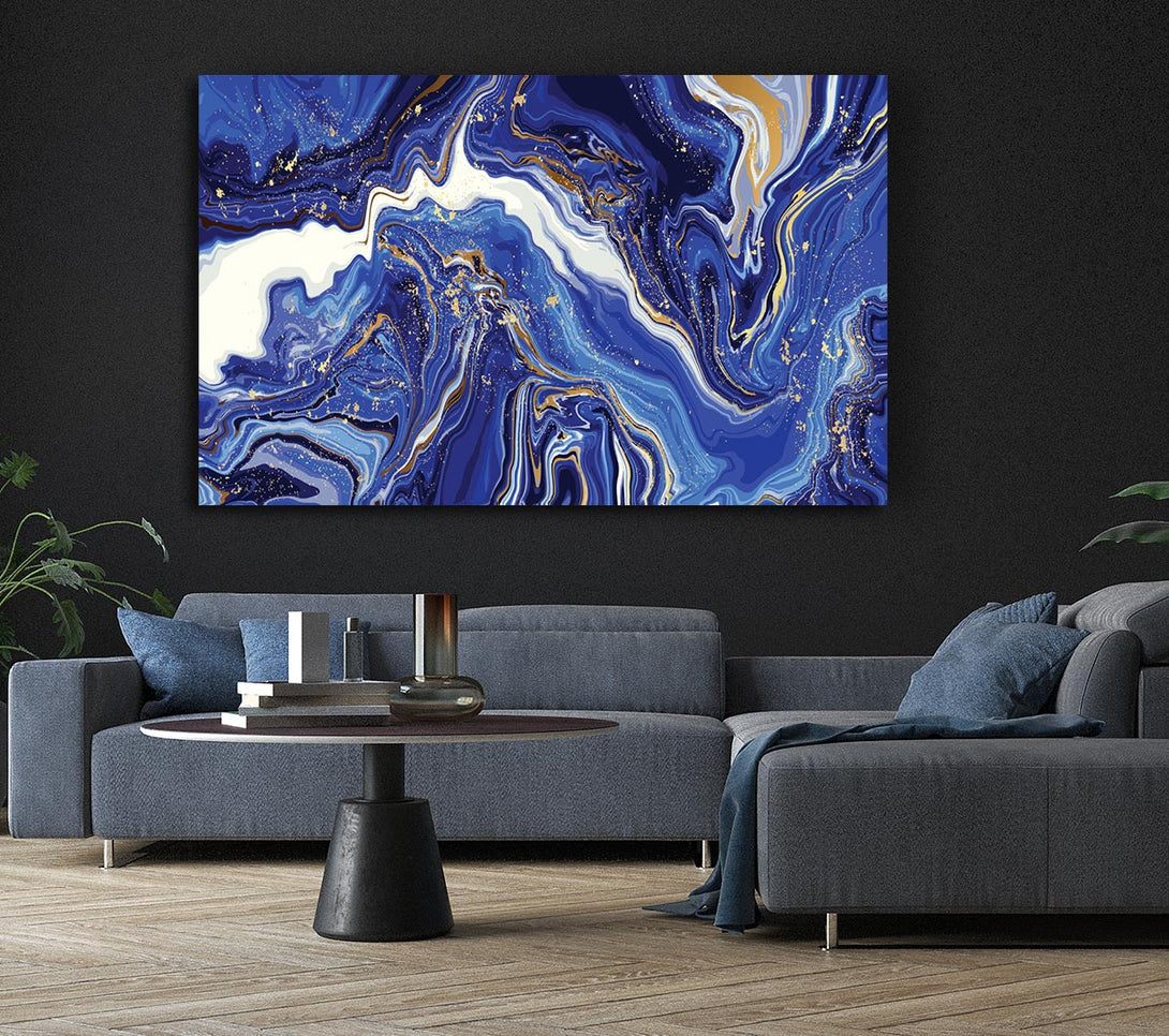 Picture of Blue And White Paint Mix Canvas Print Wall Art