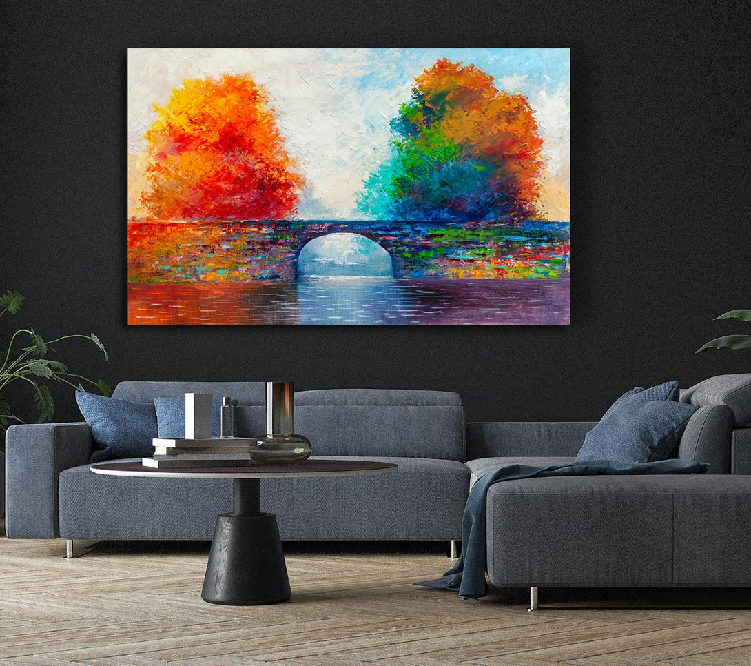 Picture of The Bridge Between Woodland Worlds Canvas Print Wall Art