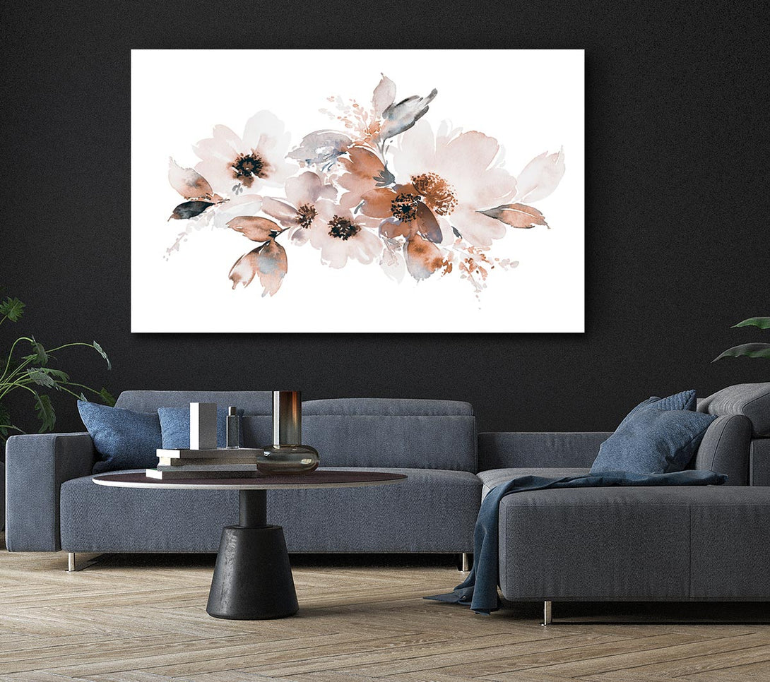 Picture of Blush Peach Flowers Canvas Print Wall Art