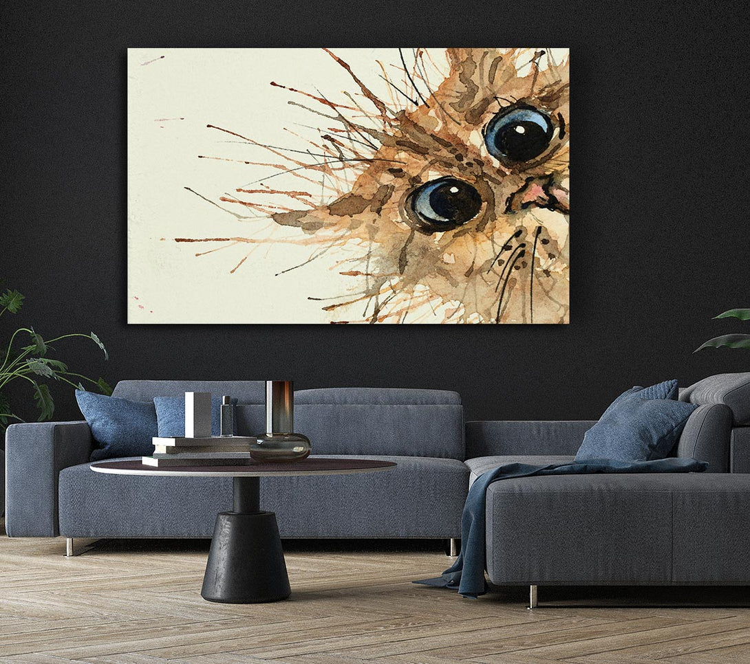 Picture of Watercolour Splat Cat Canvas Print Wall Art