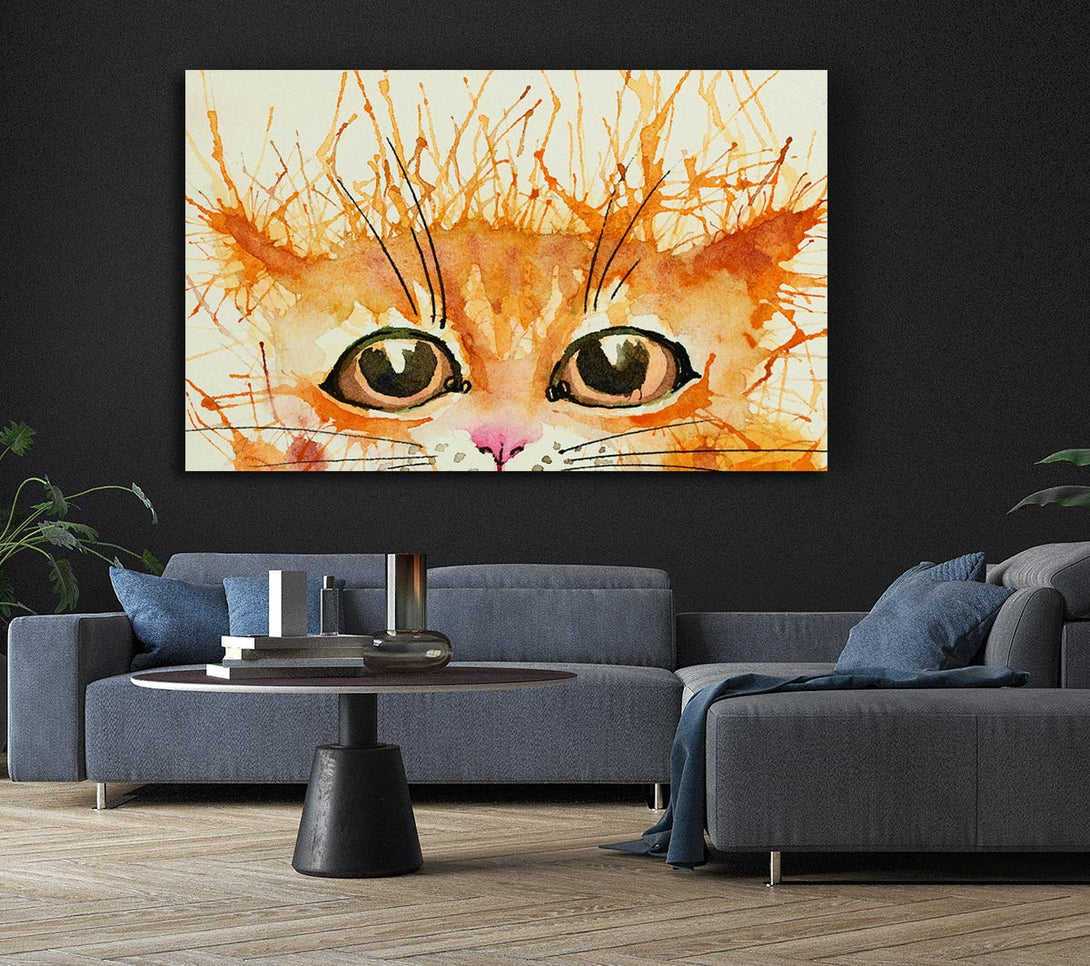 Picture of Watercolour Ginger Cat Splat Canvas Print Wall Art