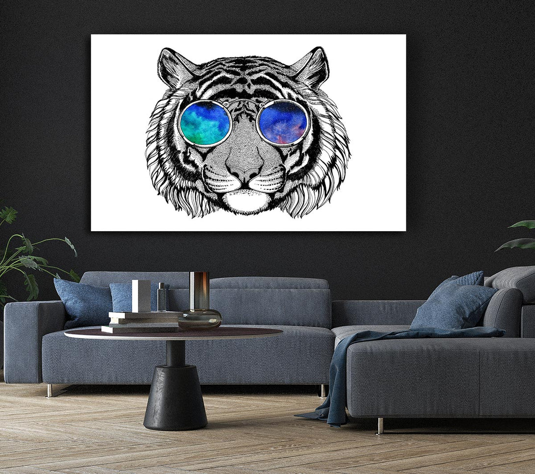 Picture of Glasses On A Tiger Hipster Canvas Print Wall Art