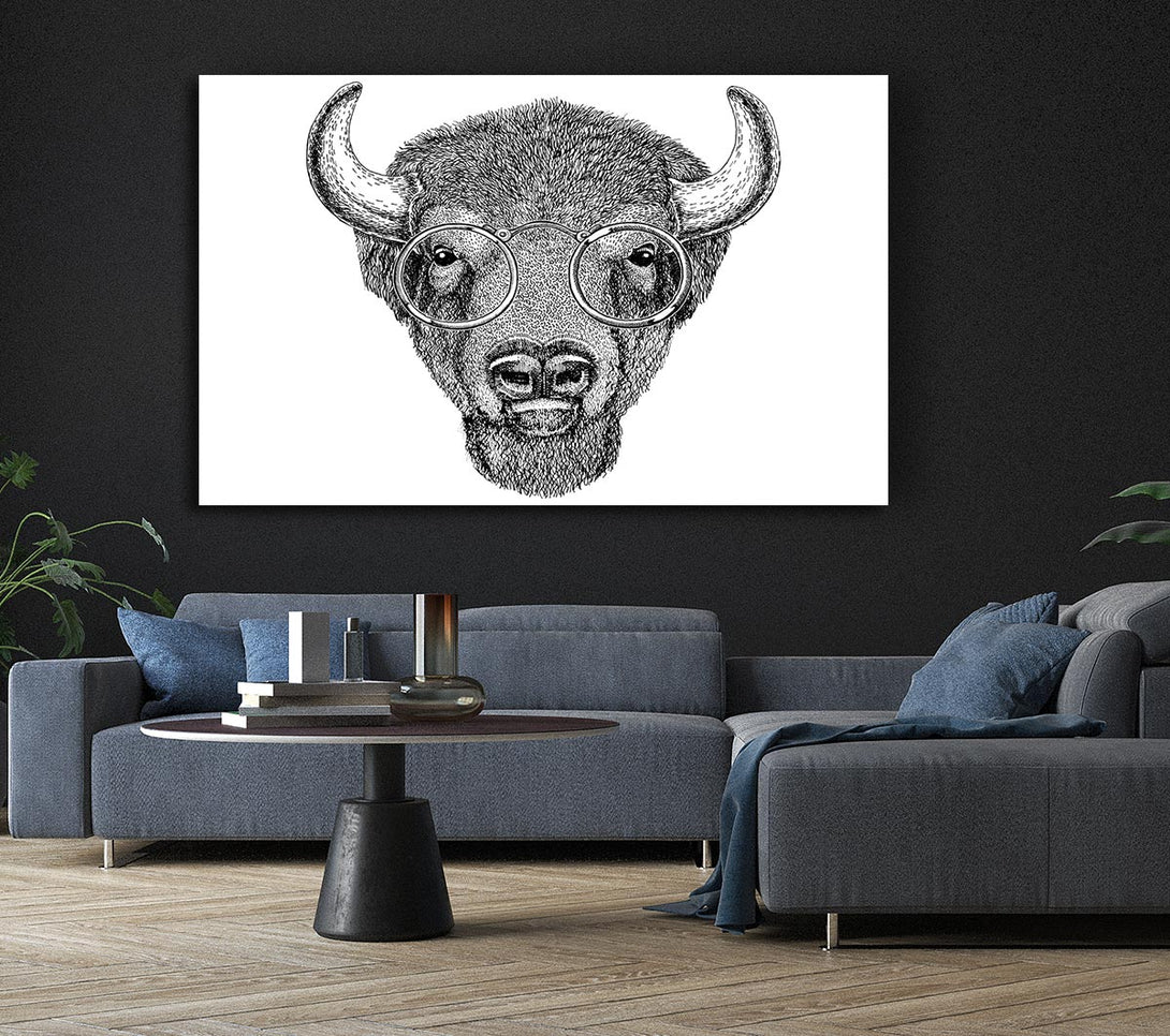 Picture of Glasses On A Bison Canvas Print Wall Art