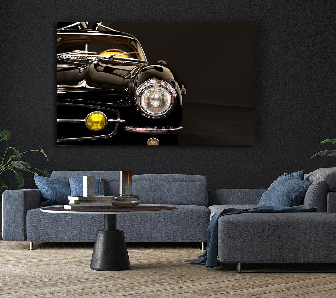 Picture of Classic Car Headlight Black Canvas Print Wall Art