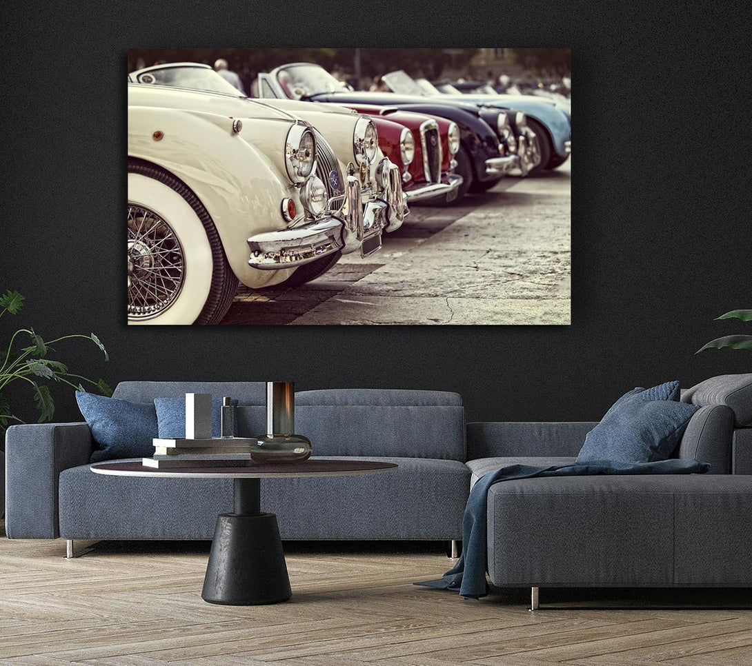 Picture of Classic Cars In A Row Canvas Print Wall Art