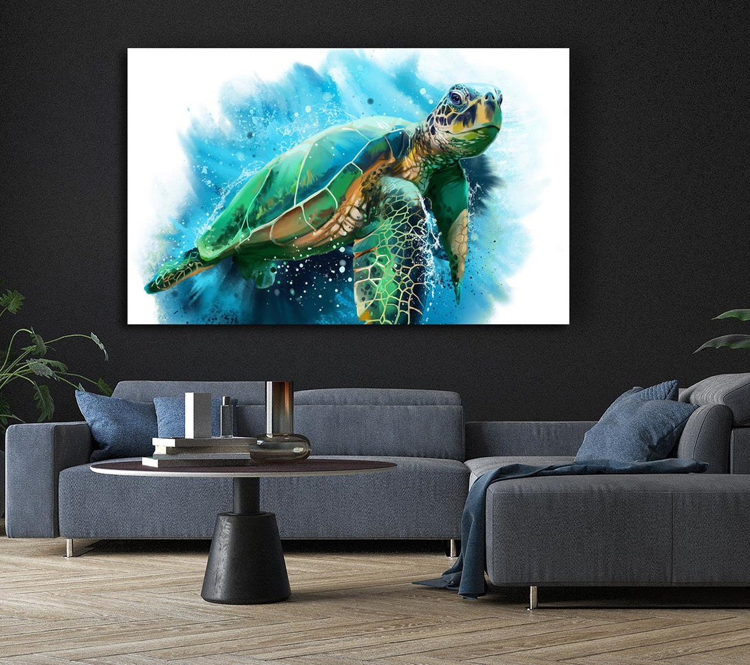 Picture of The Sea Turtle Watercolour Canvas Print Wall Art