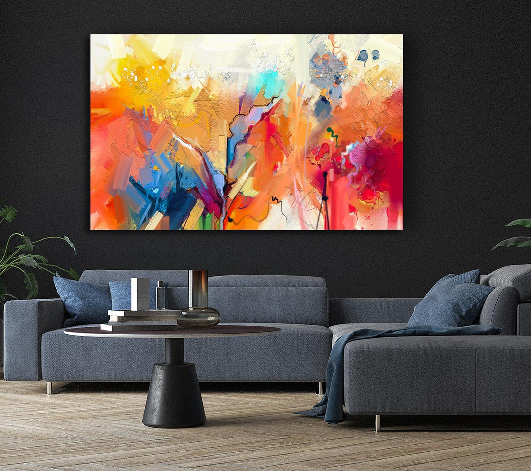 Picture of Colour Spill Flowers Canvas Print Wall Art