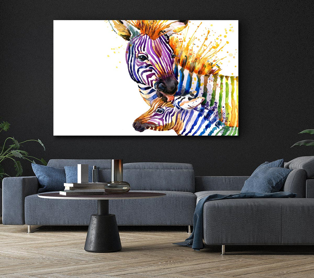 Picture of Zebra Paint Splatter Canvas Print Wall Art