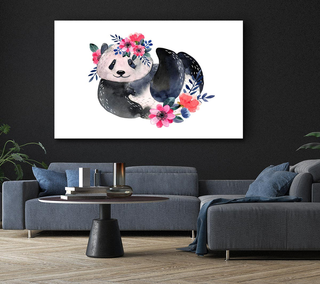 Picture of Cute Floral Panda Canvas Print Wall Art