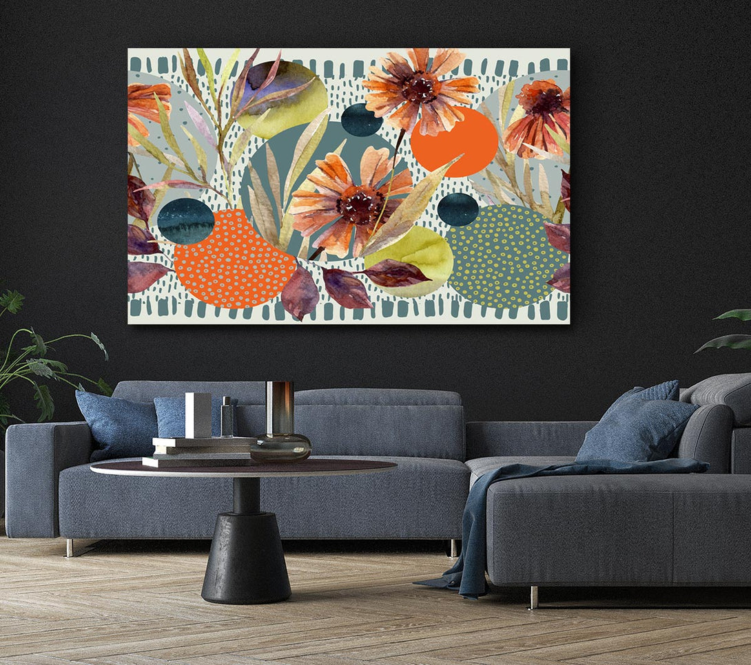 Picture of Cut Out Flowers On Abstract Canvas Print Wall Art