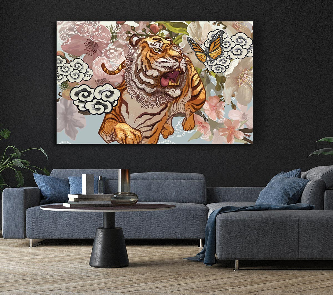 Picture of The Tiger Floral Canvas Print Wall Art