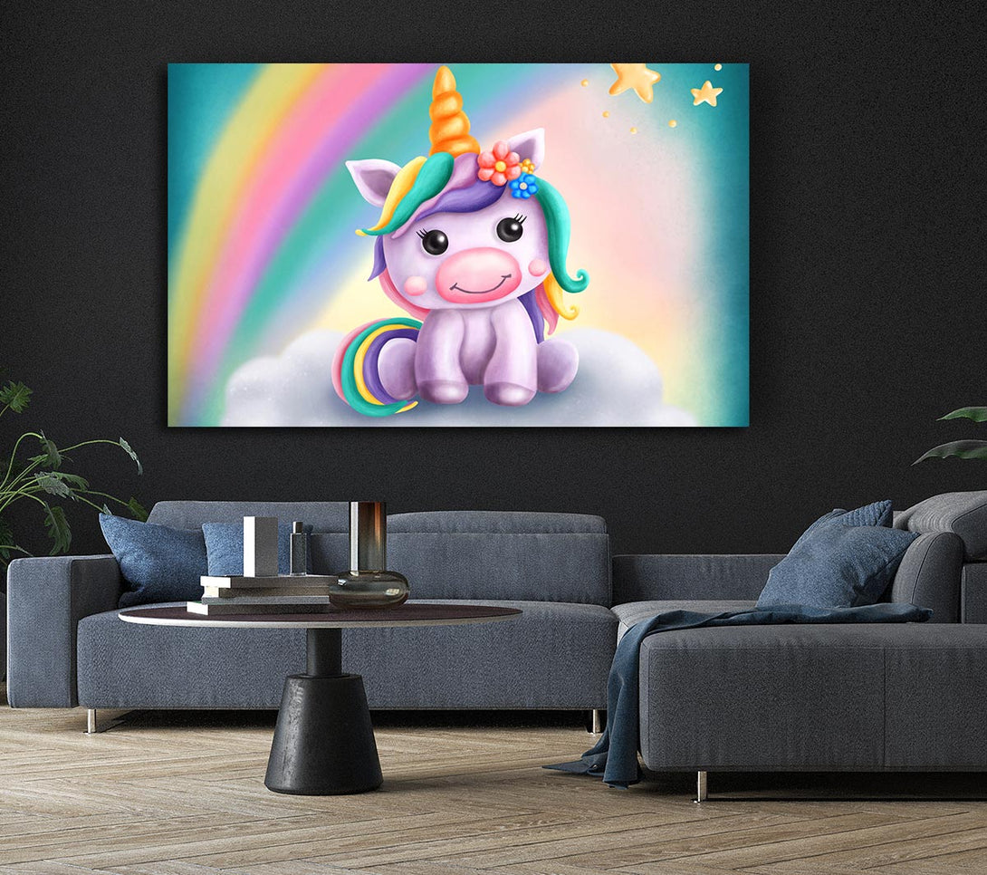 Picture of Unicorn Rainbow Happy Canvas Print Wall Art