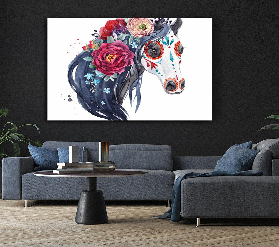 Picture of Day Of The Dead Horse Canvas Print Wall Art