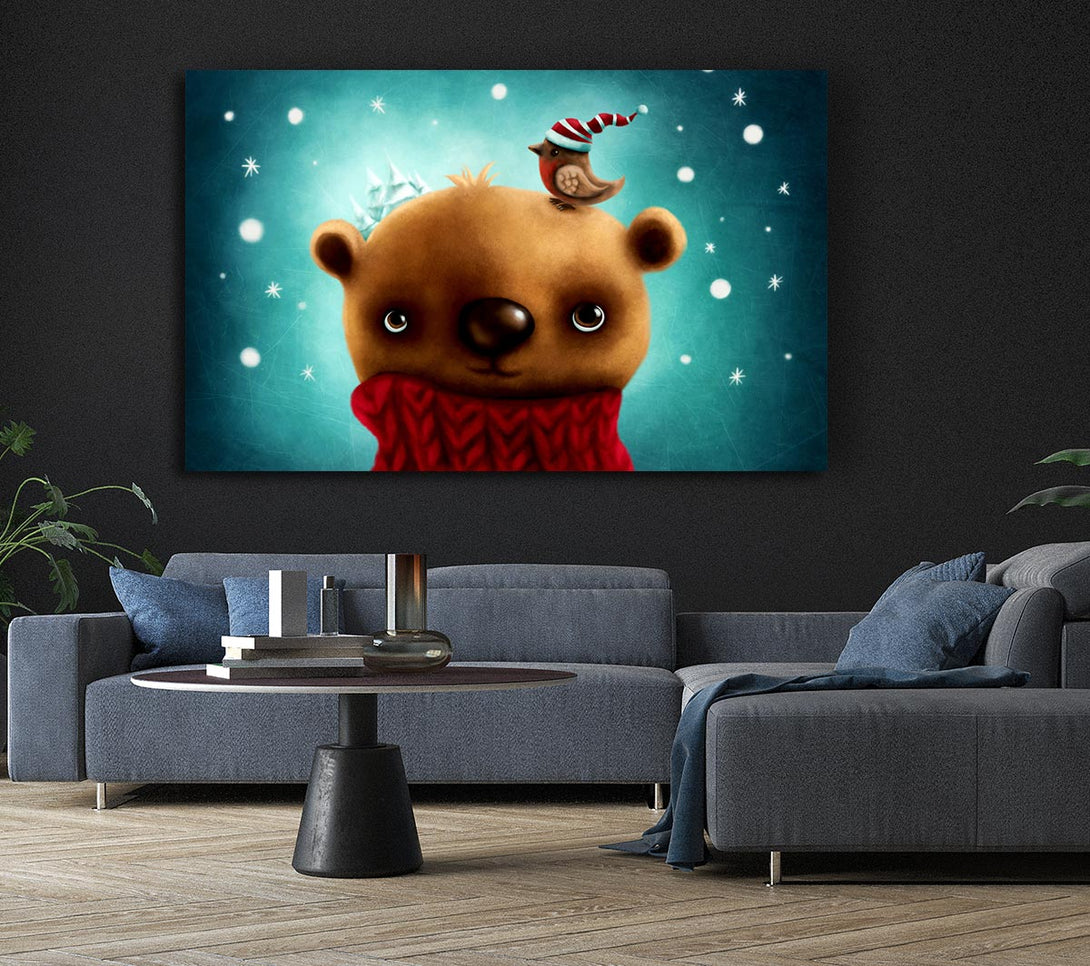 Picture of Little Bear And Robin Canvas Print Wall Art