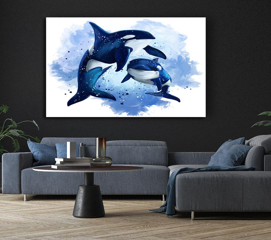 Picture of Orca Mother And Baby Canvas Print Wall Art