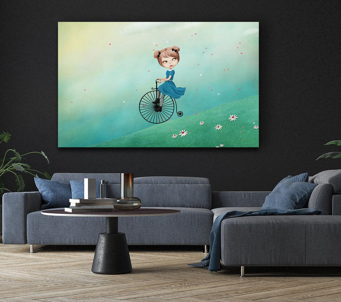 Picture of Alice In Wonderland Penny Farthing Canvas Print Wall Art