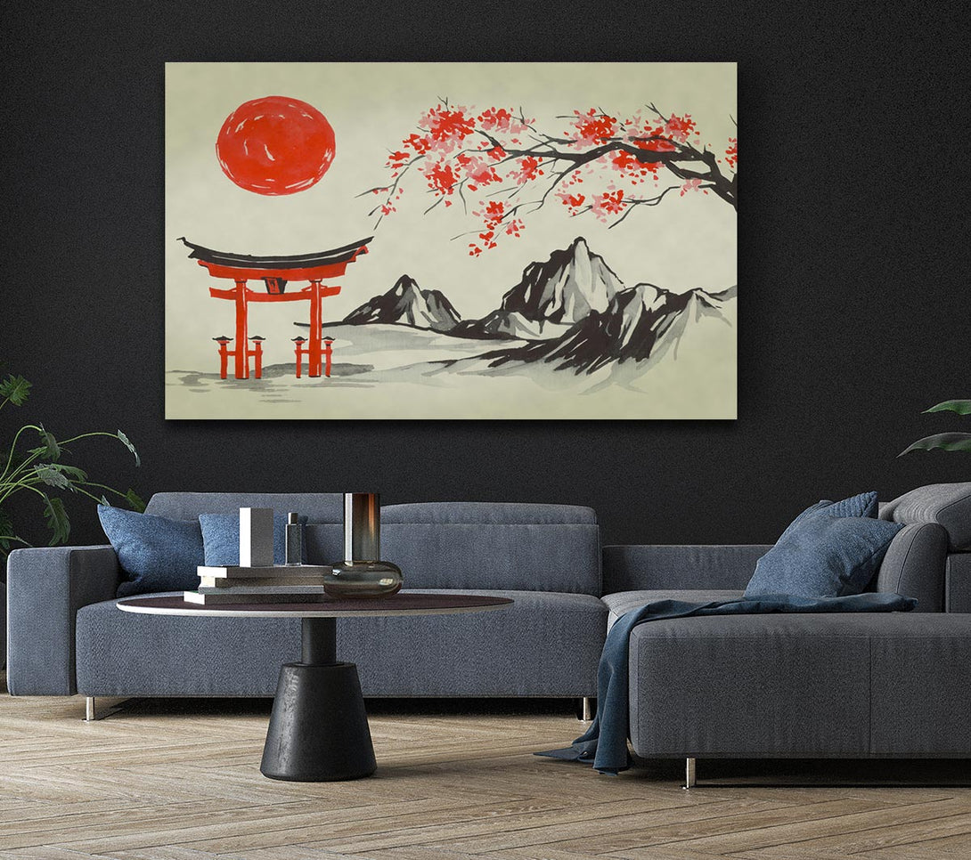 Picture of Ethnic Japanese Sun Canvas Print Wall Art