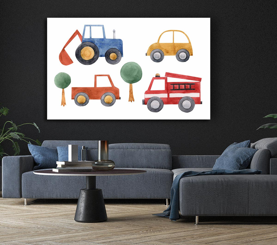 Picture of Childrens Vehicle Collection Canvas Print Wall Art