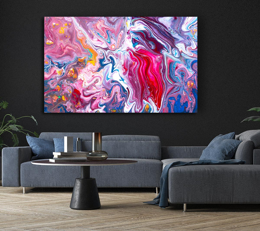 Picture of Liquid Swirl Paint Purple Canvas Print Wall Art