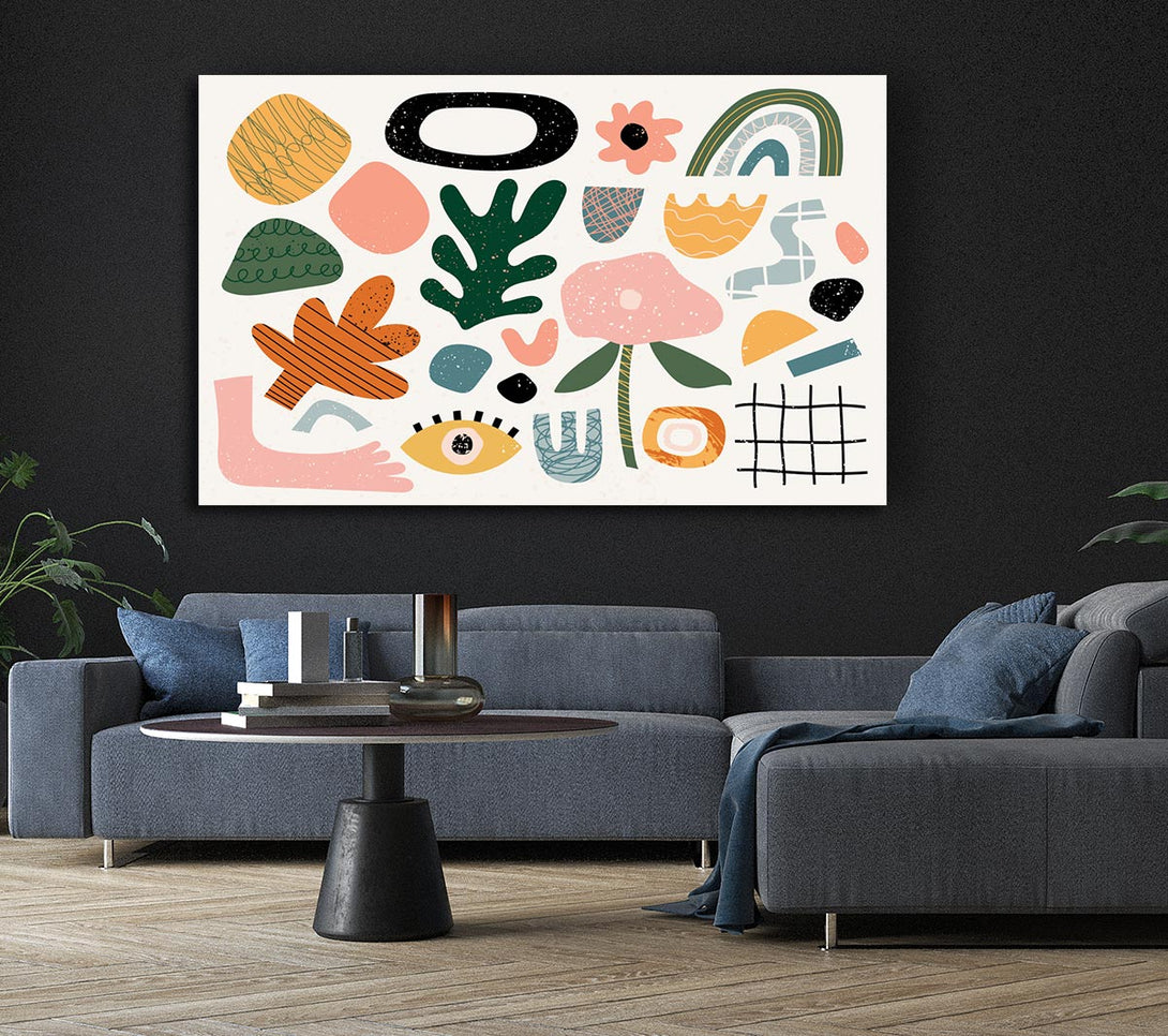 Picture of Modern Shapes And Flowers Canvas Print Wall Art