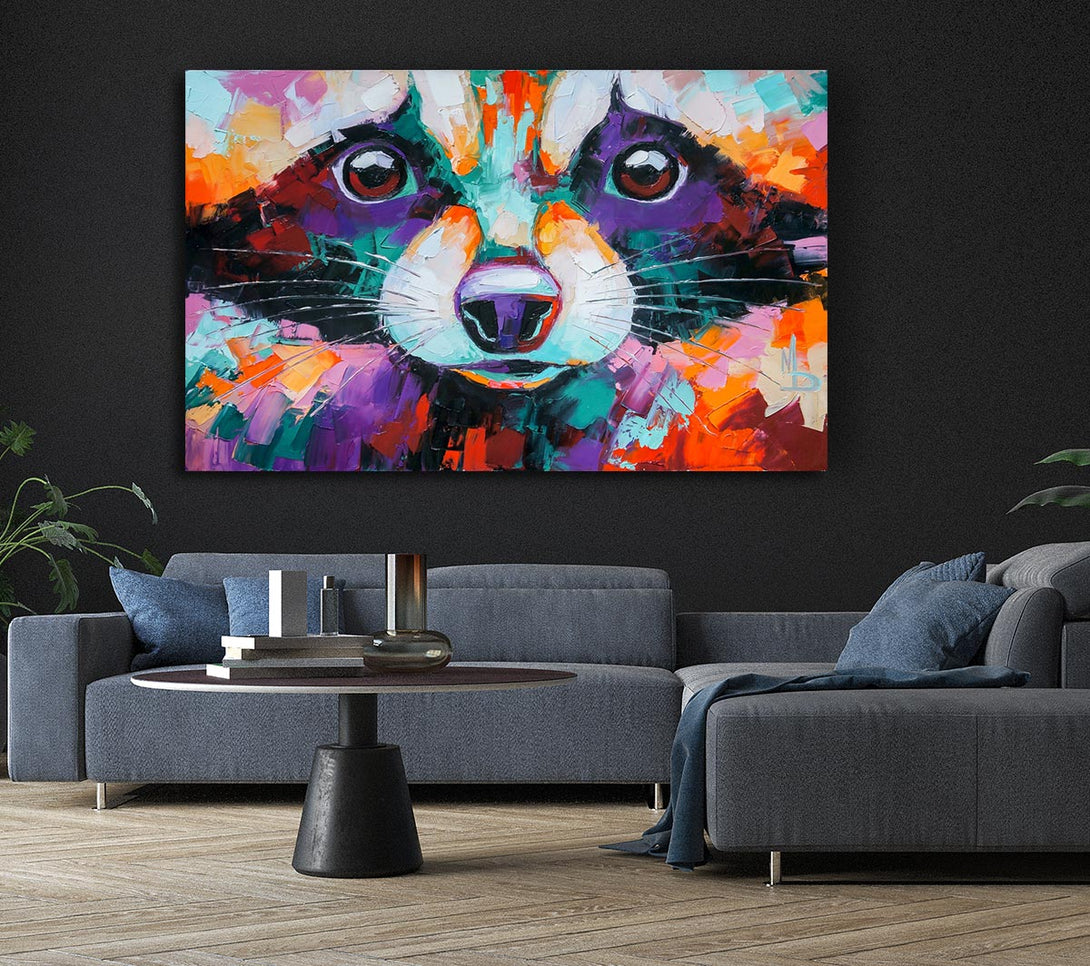 Picture of Racoon Vivid Face Canvas Print Wall Art