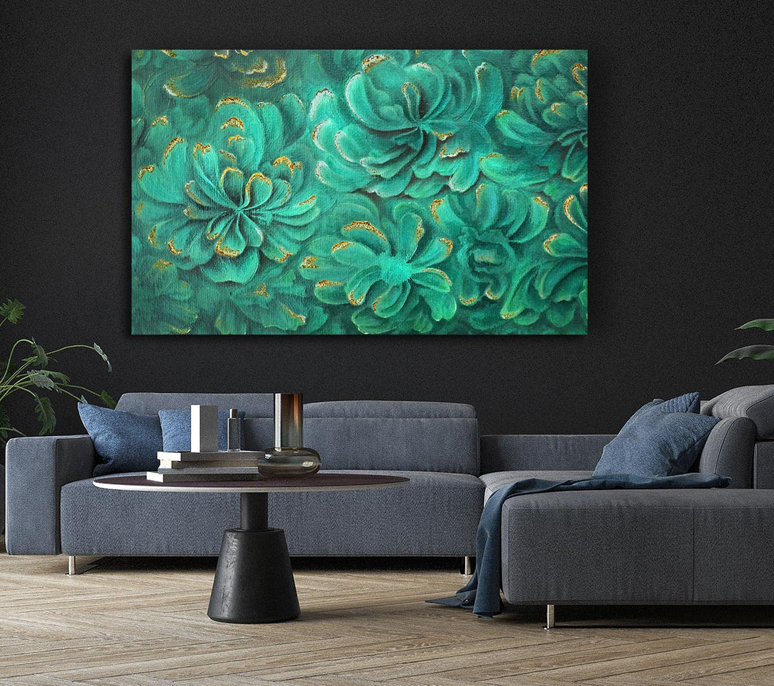 Picture of Green Leaves Above Canvas Print Wall Art