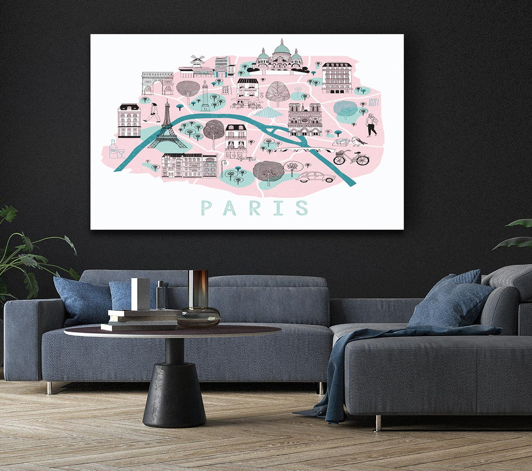 Picture of Little Map Of Paris Canvas Print Wall Art