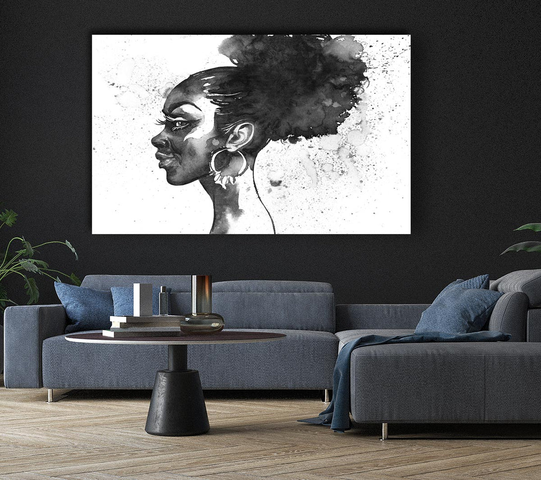 Picture of Ink Drawing Face Canvas Print Wall Art