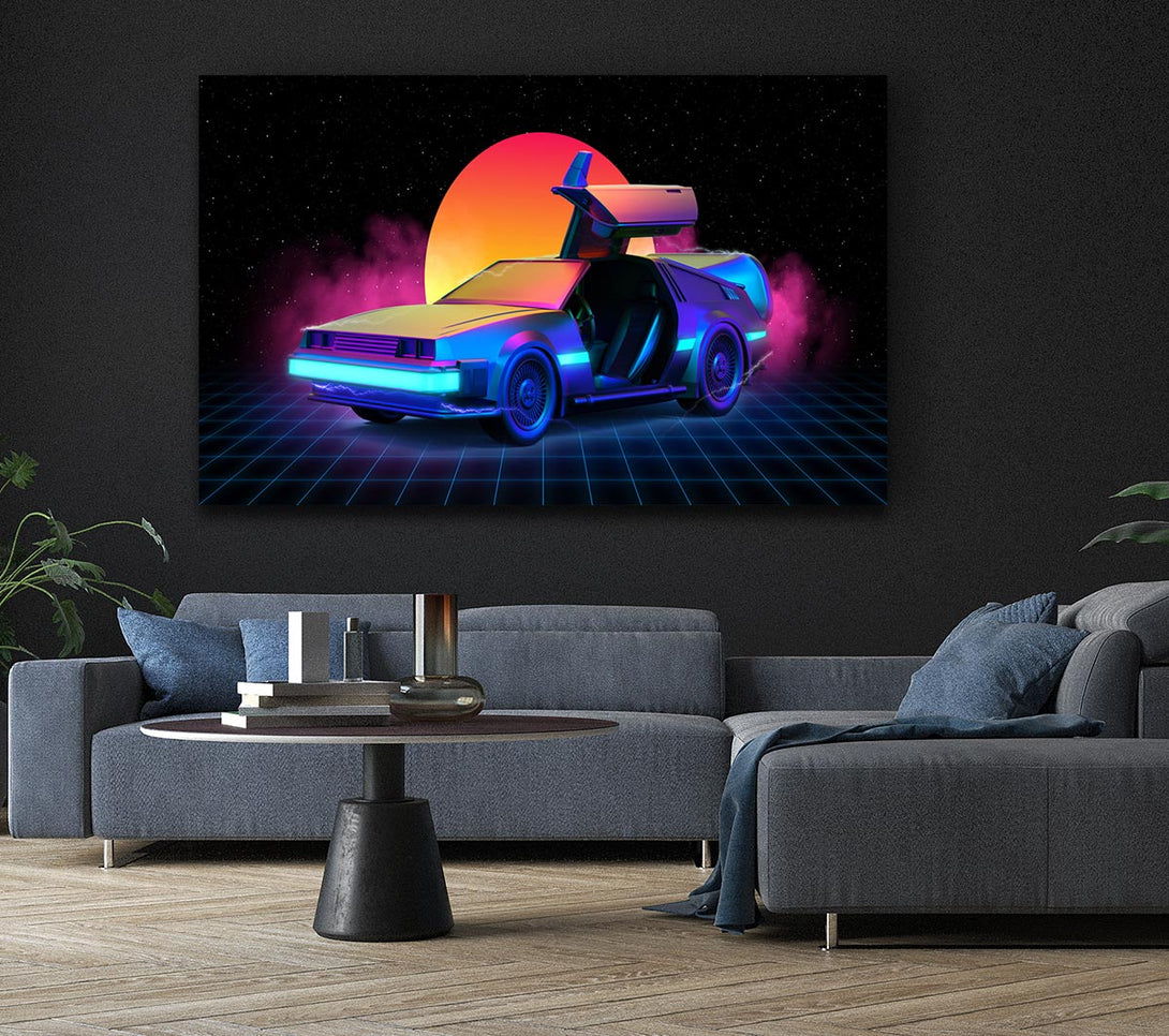 Picture of Delorean Smoke Sunrise Canvas Print Wall Art