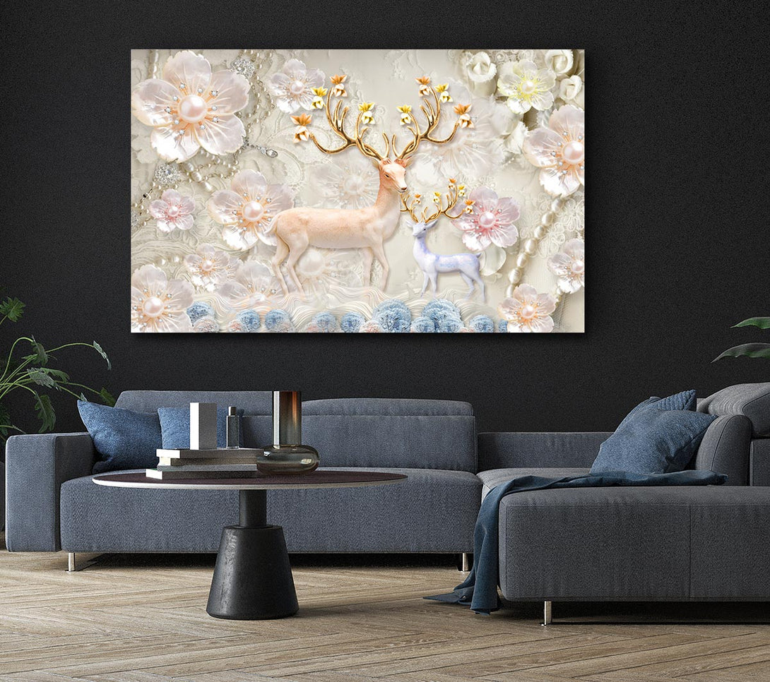 Picture of The Majestic Deer And Doe Canvas Print Wall Art