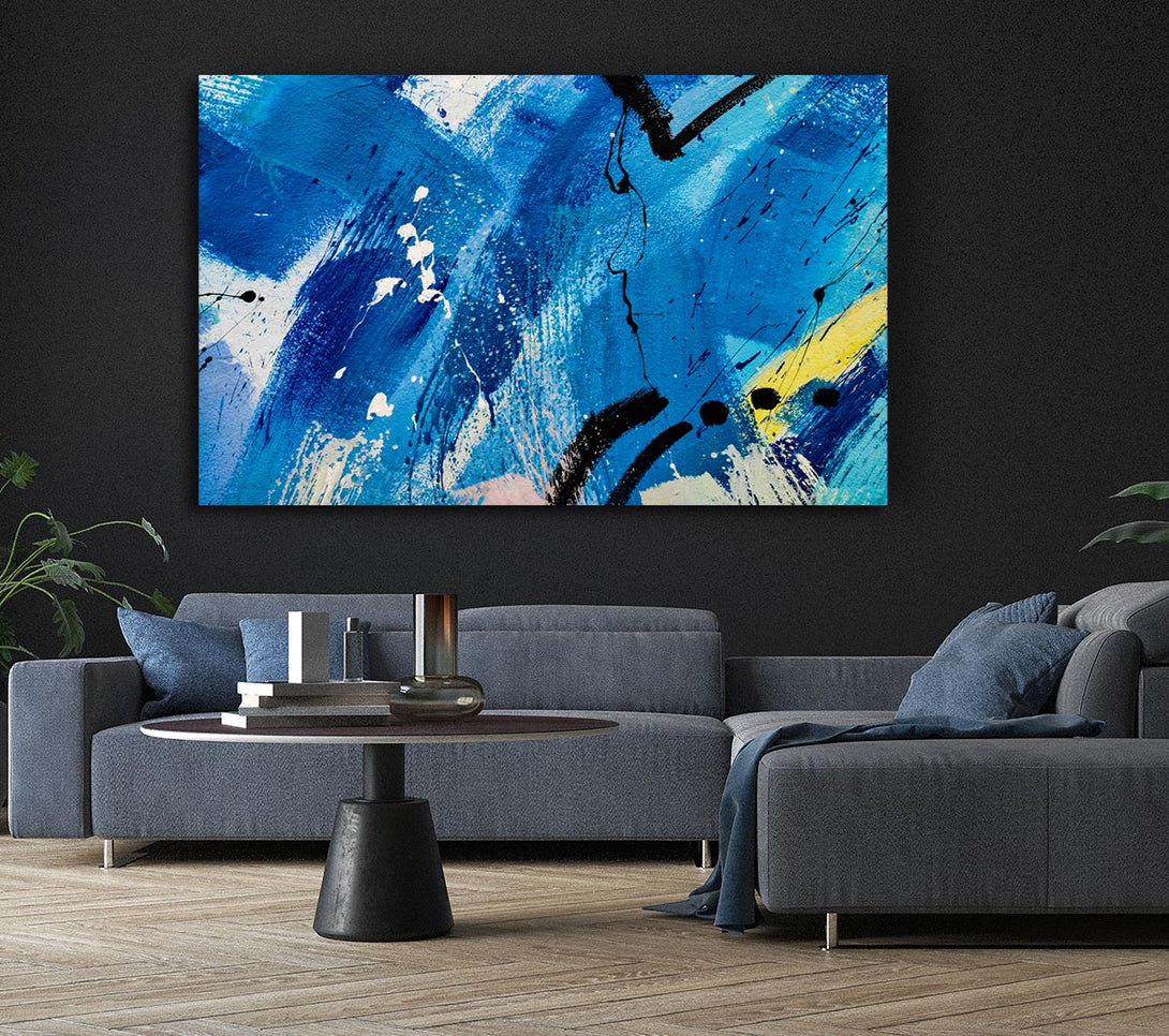 Picture of Broad Strokes Of Blue Paint Canvas Print Wall Art