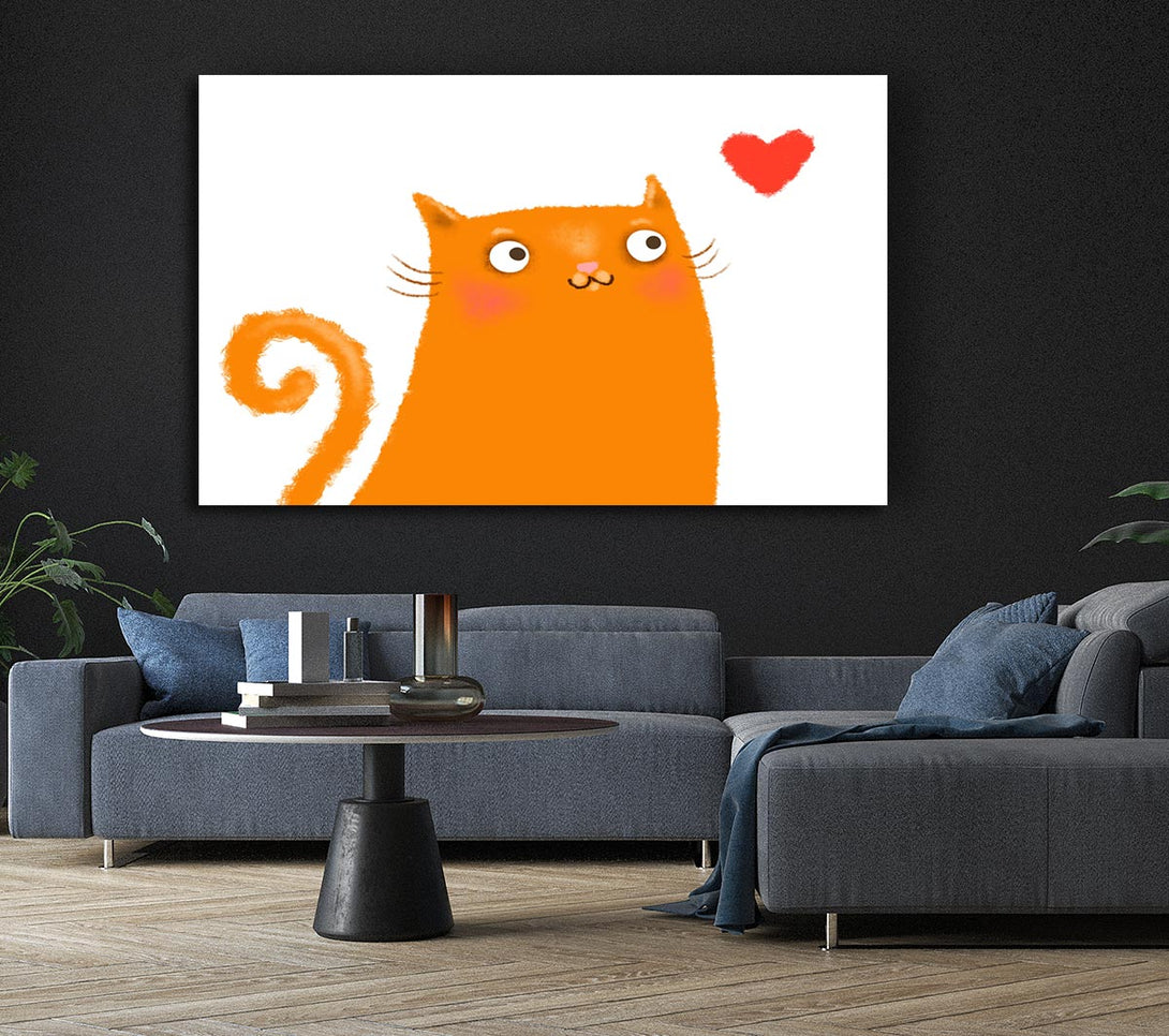 Picture of The Love Heart Orange Cat Canvas Print Wall Art