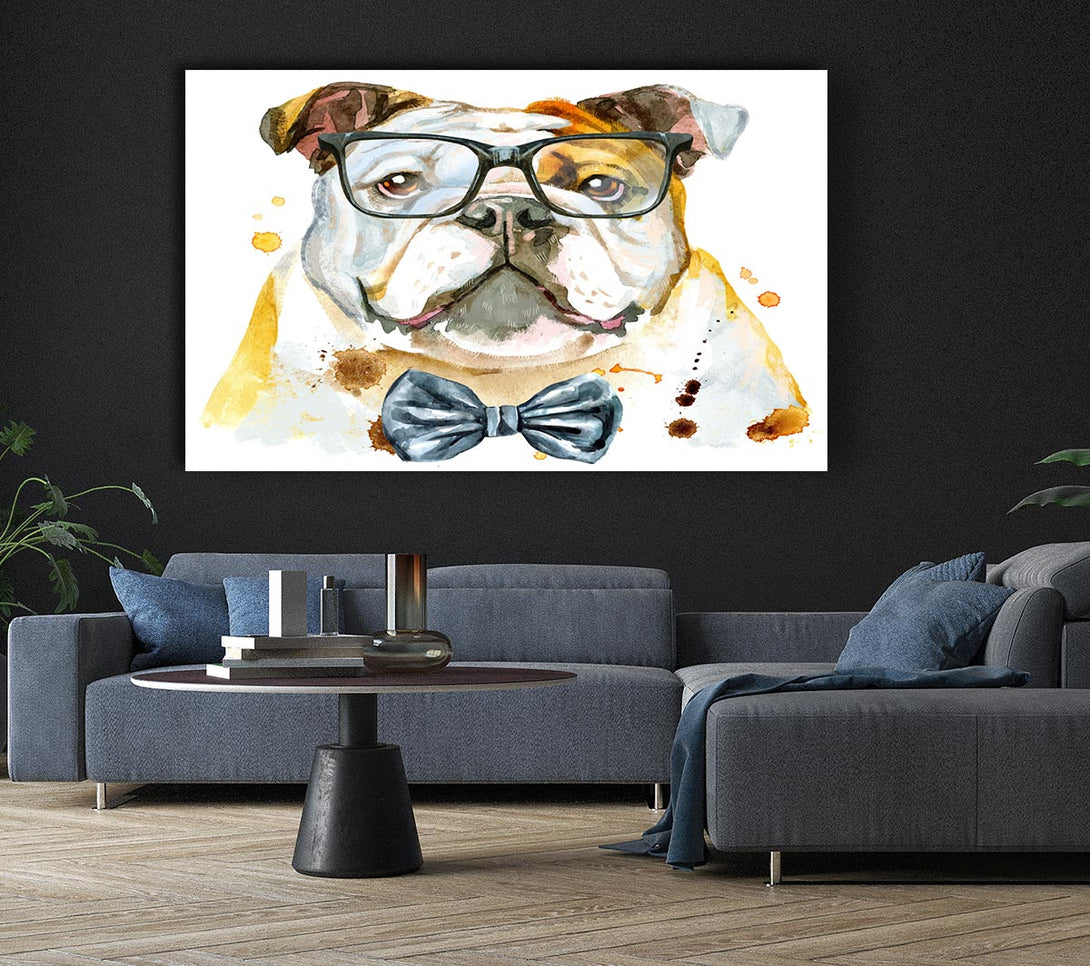 Picture of The Bulldog With Glasses Canvas Print Wall Art