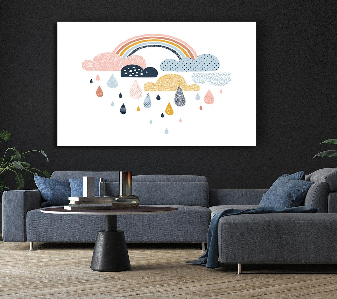 Picture of Multi Coloured Clouds And Rain Canvas Print Wall Art