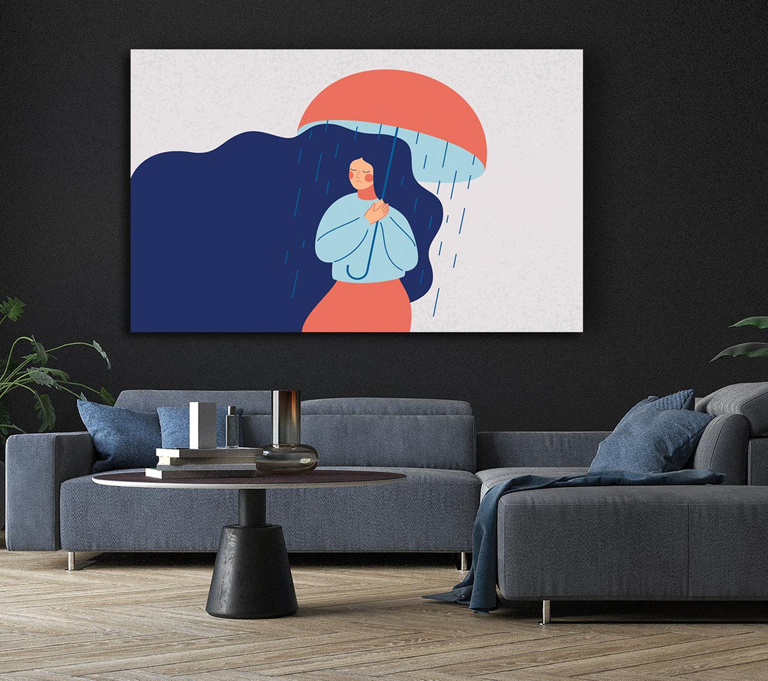 Picture of Raining On The Woman Canvas Print Wall Art