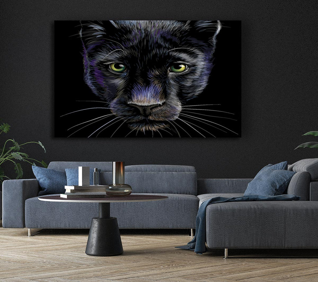 Picture of The Black Panther Face Canvas Print Wall Art