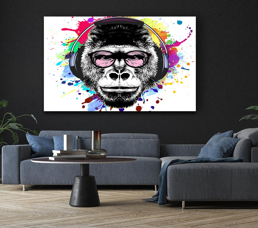 Picture of Gorilla Glasses Paint Splatter Canvas Print Wall Art