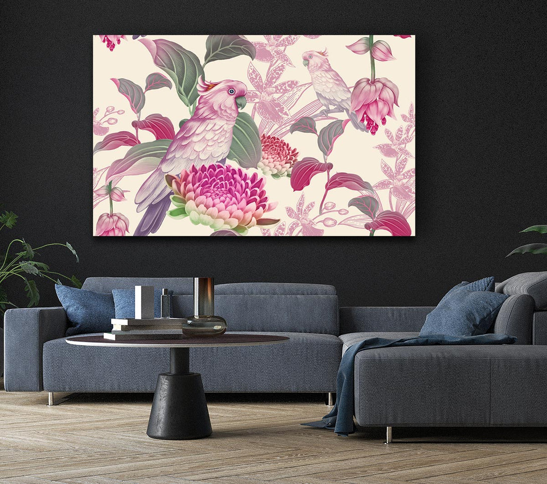 Picture of The Parrot Is Of Floral Pattern Canvas Print Wall Art