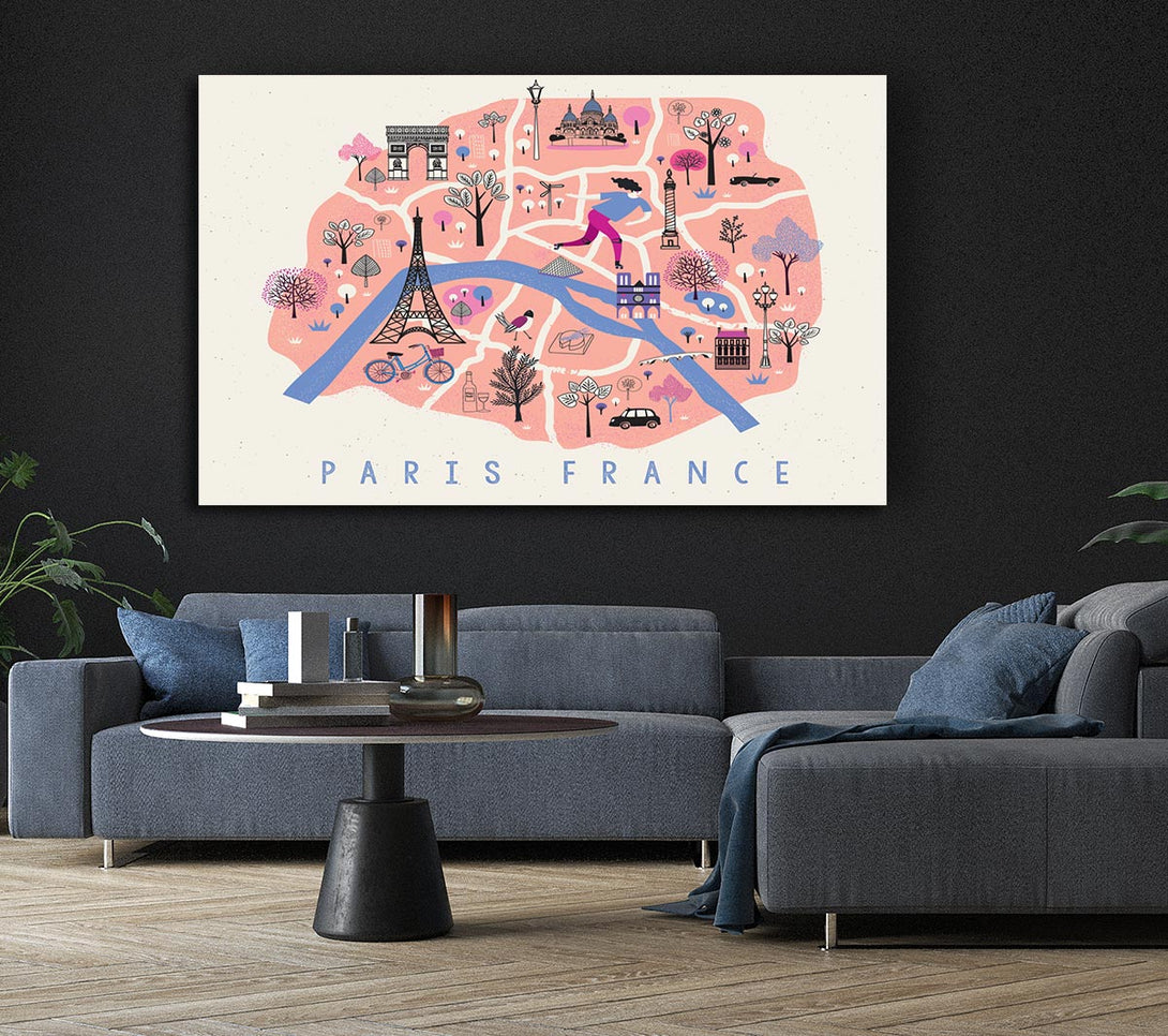 Picture of The Little Map Of France Canvas Print Wall Art