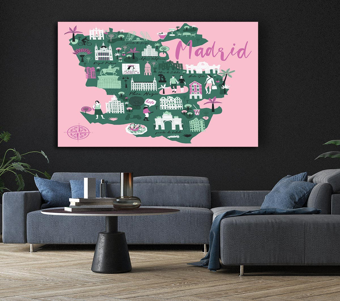 Picture of The Little Map Of Madrid Canvas Print Wall Art