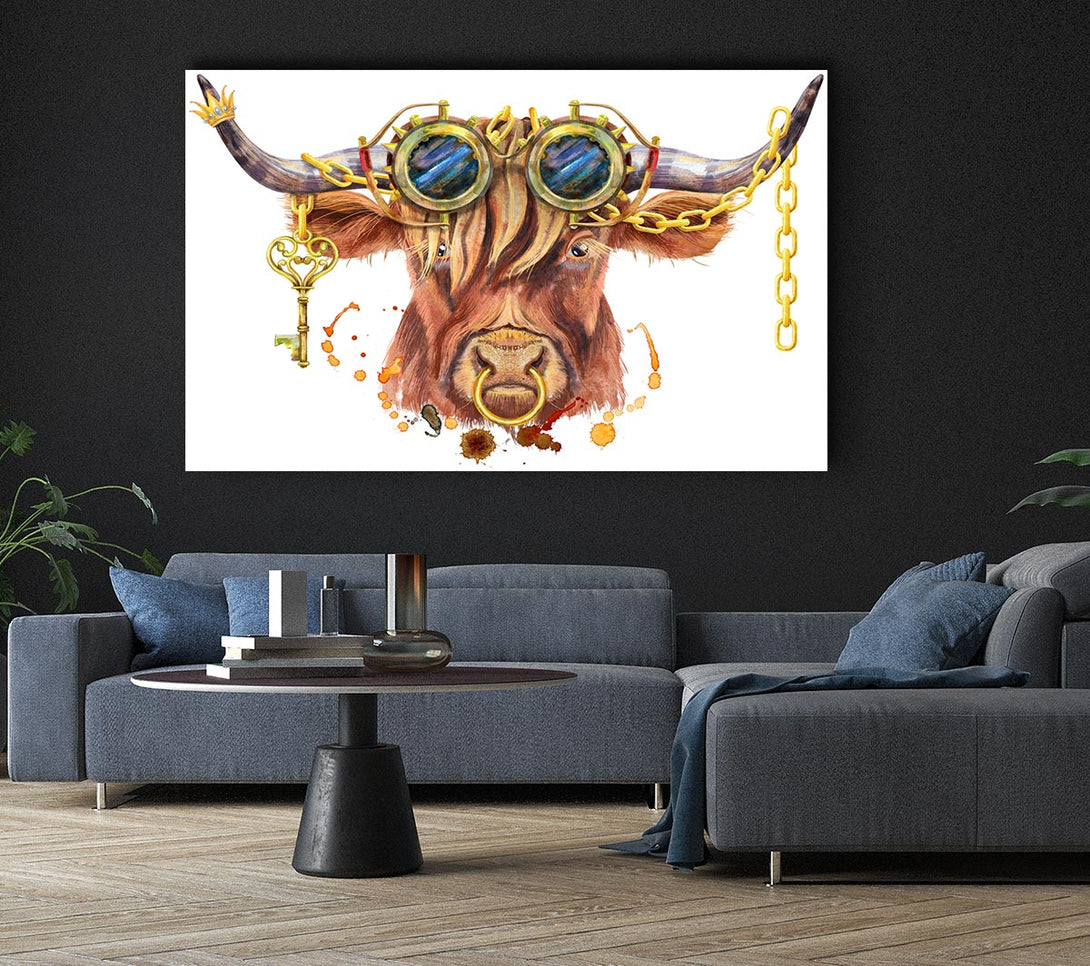 Picture of The Highland Cow Goggles Canvas Print Wall Art