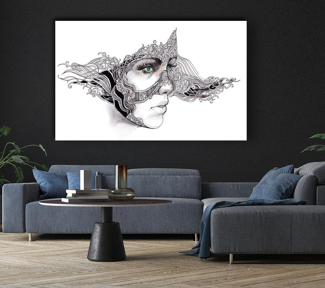 Picture of Woman Face Scribble 2 Canvas Print Wall Art