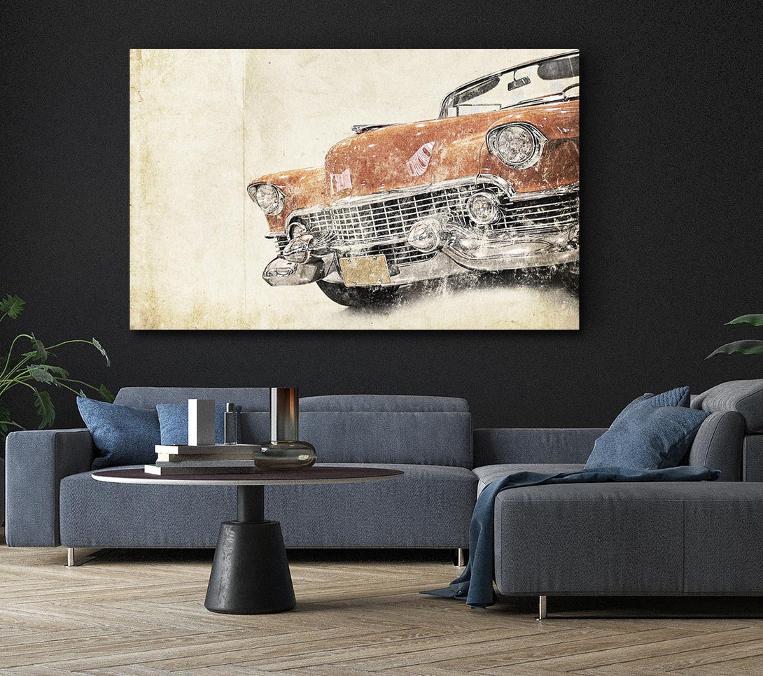 Picture of American Muscle Car Watercolour Canvas Print Wall Art