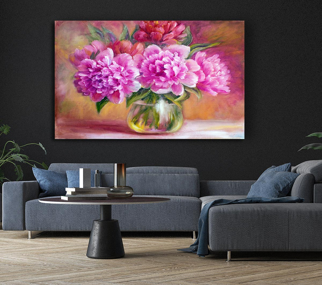 Picture of The Pink Blossom Vase Of Flowers Beauty Canvas Print Wall Art