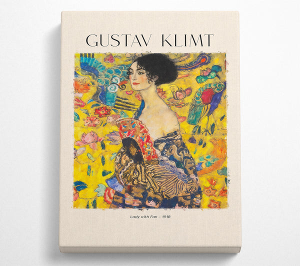 A Square Canvas Print Showing Lady With Fan - 1918 By Gustav Klimt Square Wall Art