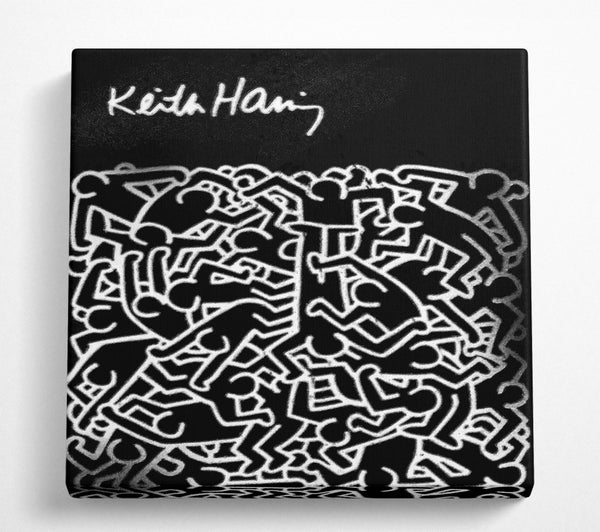 A Square Canvas Print Showing Keith Haring People Square Wall Art