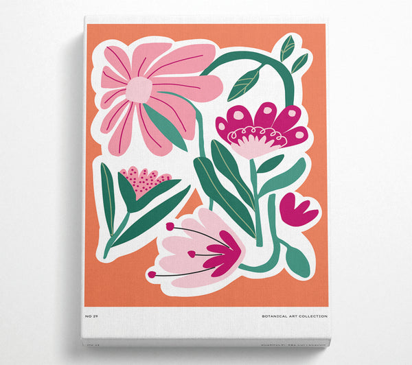 Pink Flowers On Orange