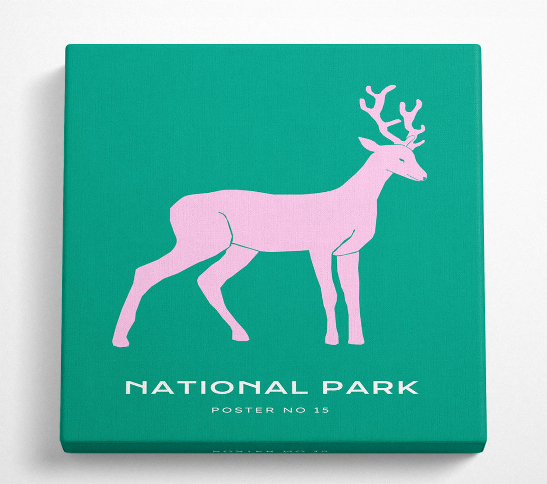 A Square Canvas Print Showing National Park Stag Square Wall Art