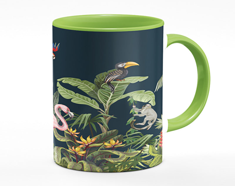 Jungle Paradise Animals Black Mug